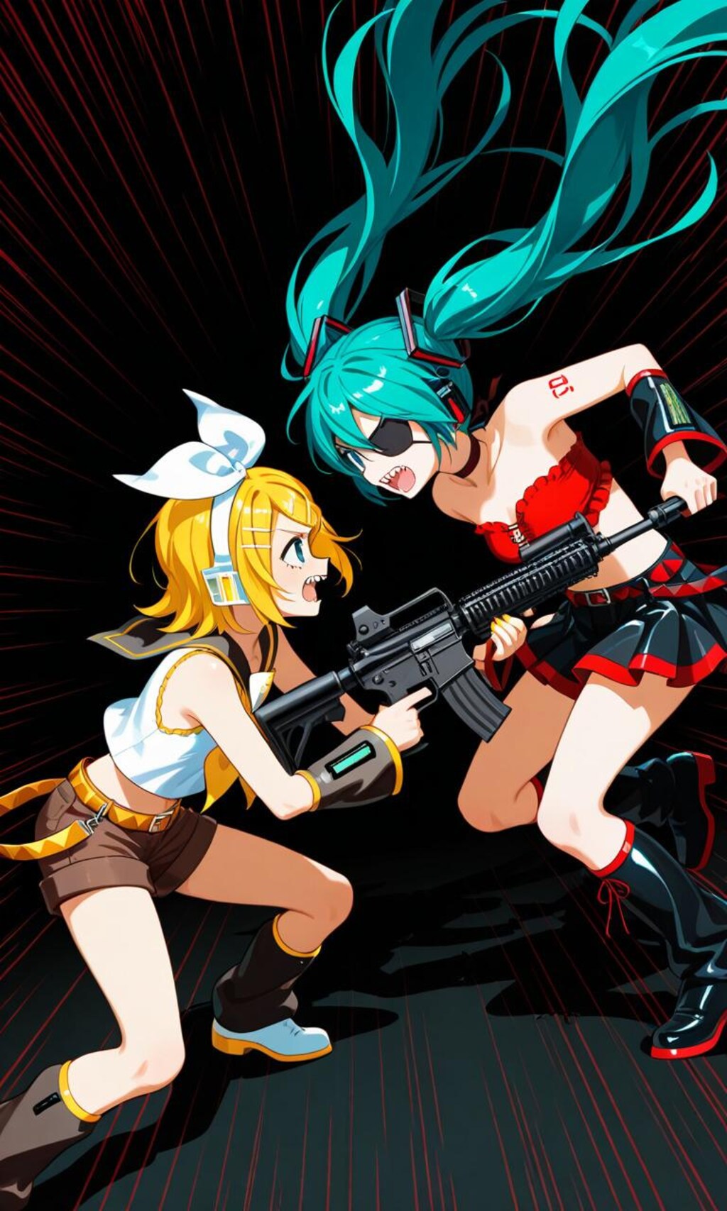 鏡音リンと初音ミク