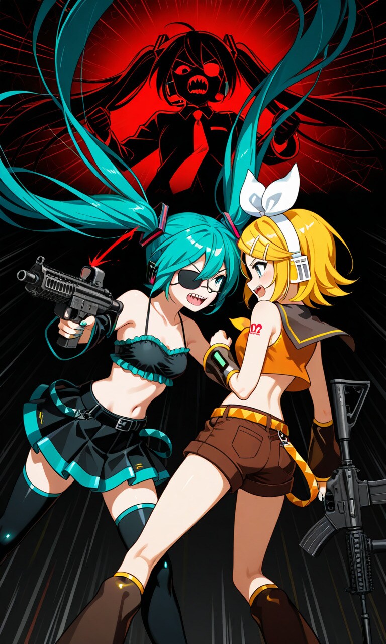 鏡音リンと初音ミク | の人気AIイラスト・グラビア