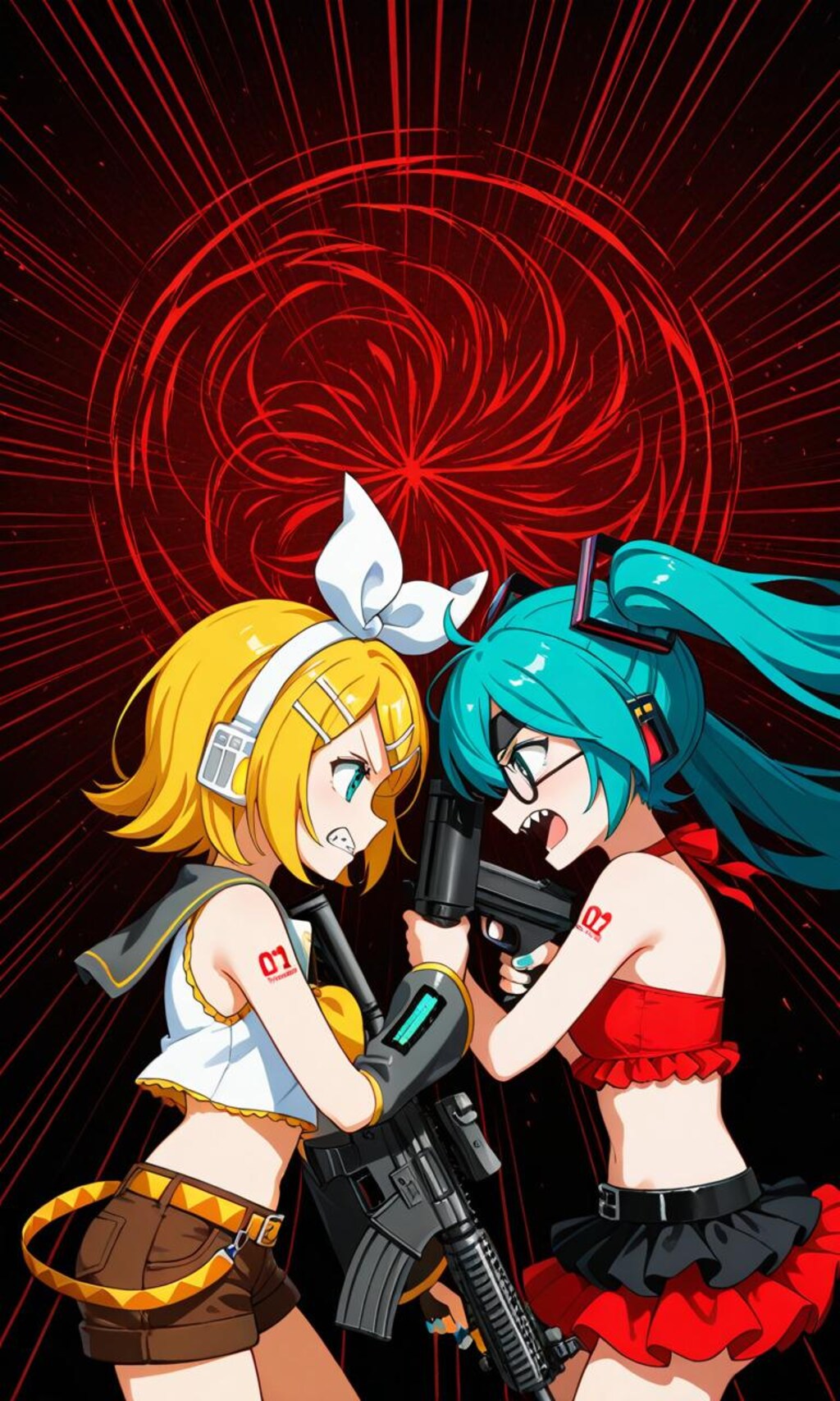 鏡音リンと初音ミク