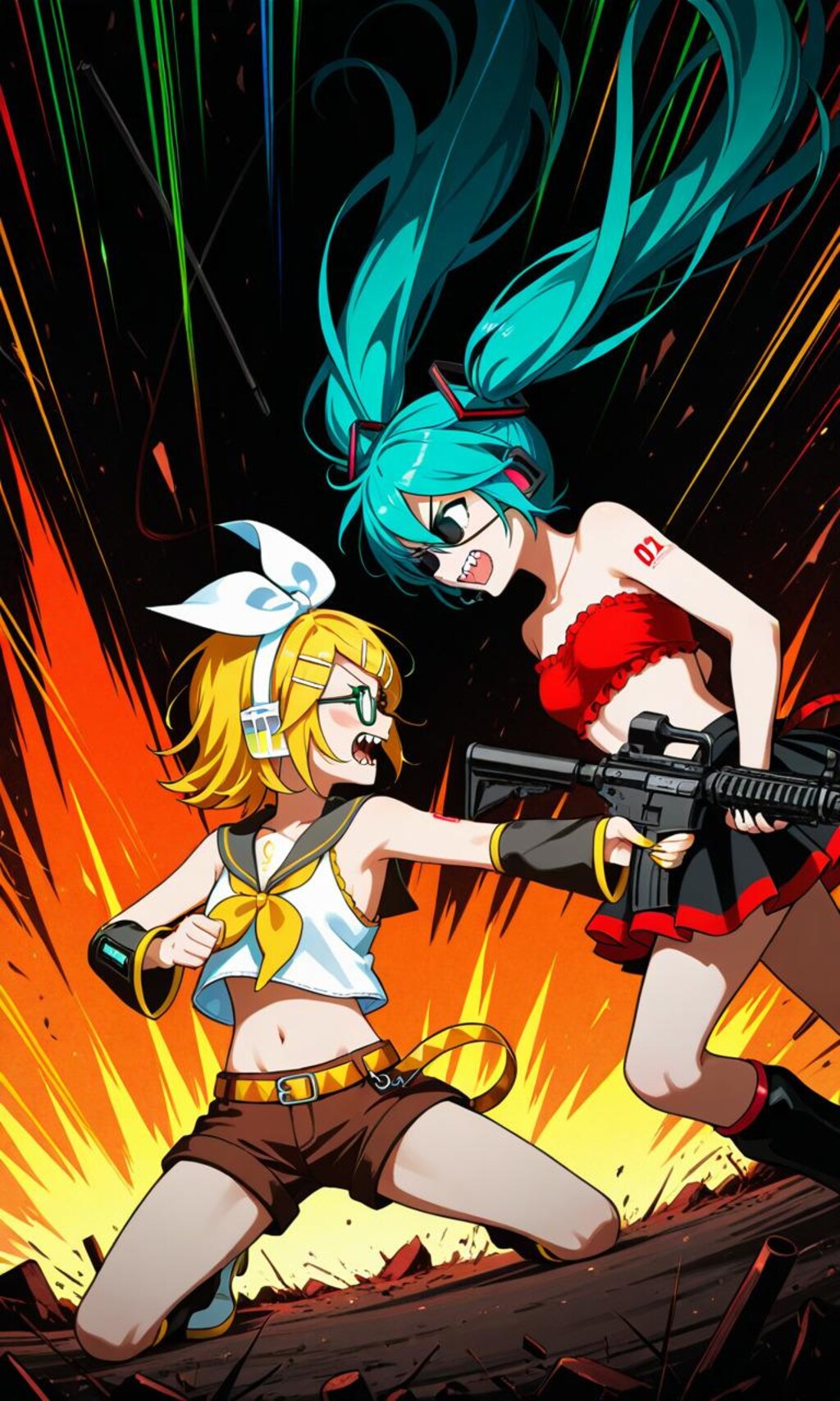 鏡音リンと初音ミク