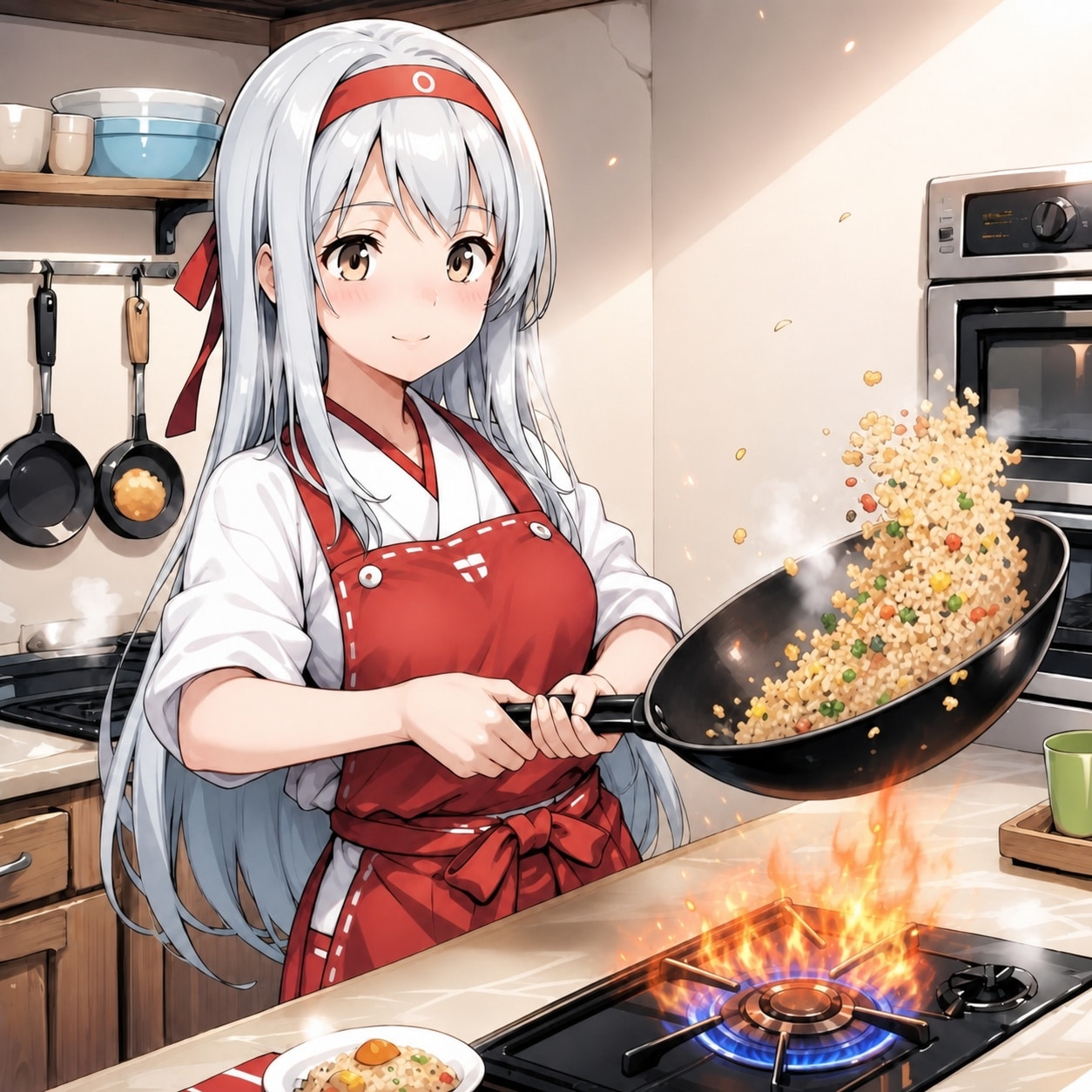 料理をしている艦娘