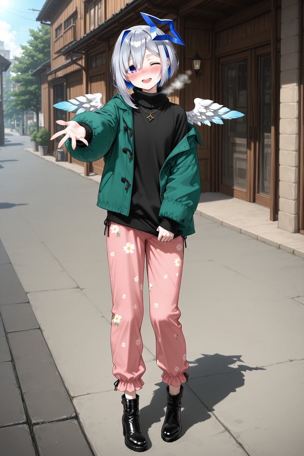 かなたんの花柄パンツ姿