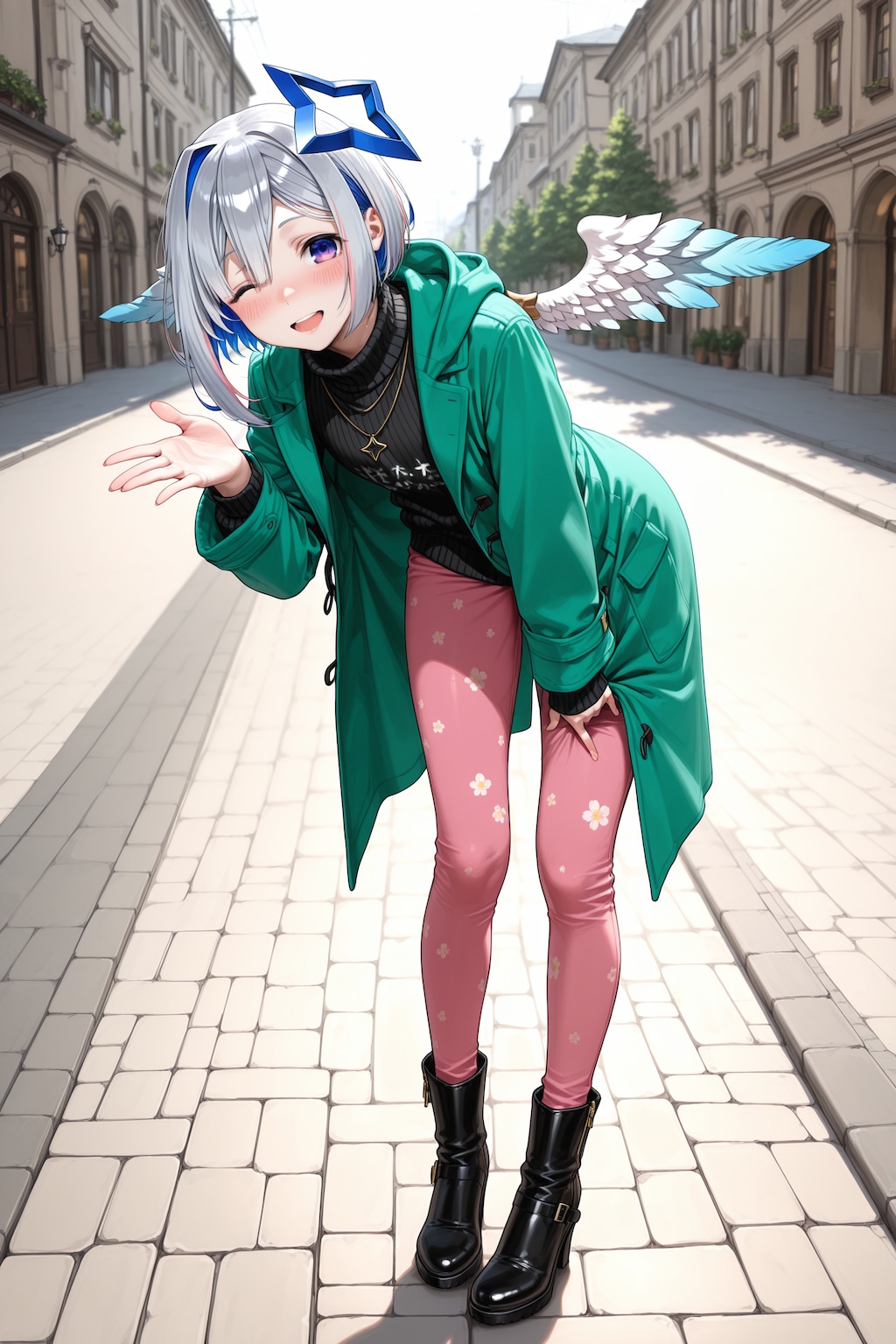 かなたんの花柄パンツ姿