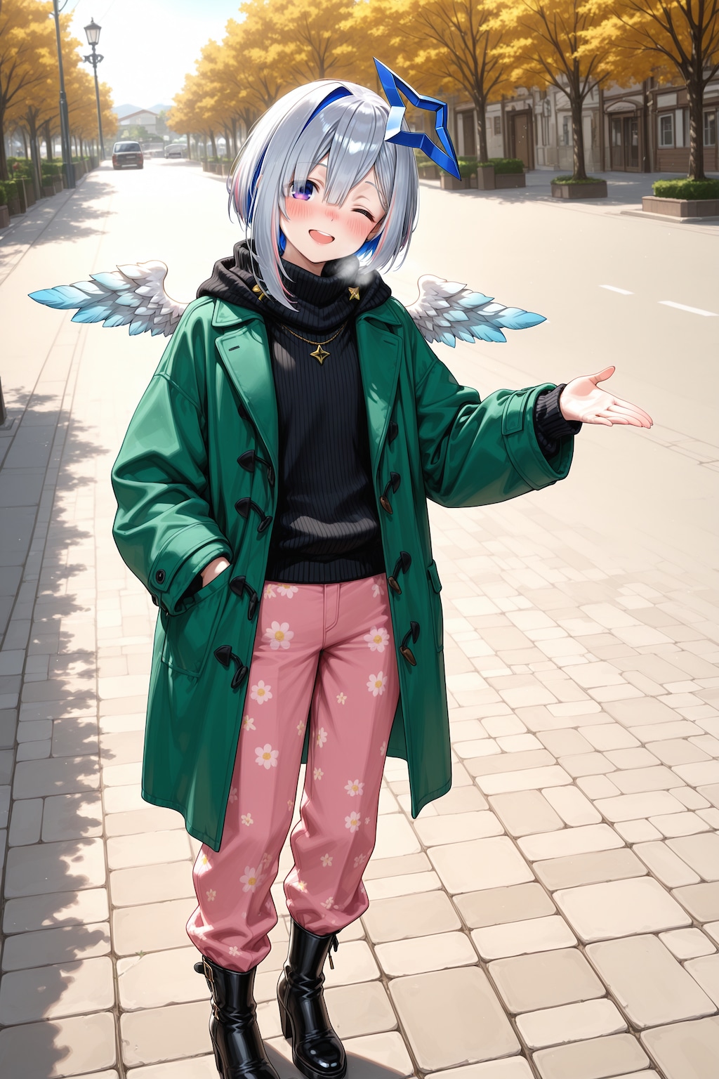 かなたんの花柄パンツ姿