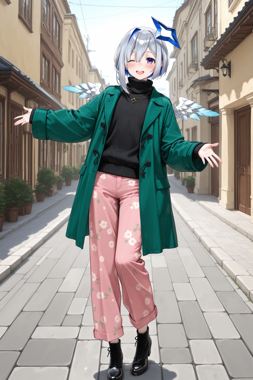 かなたんの花柄パンツ姿