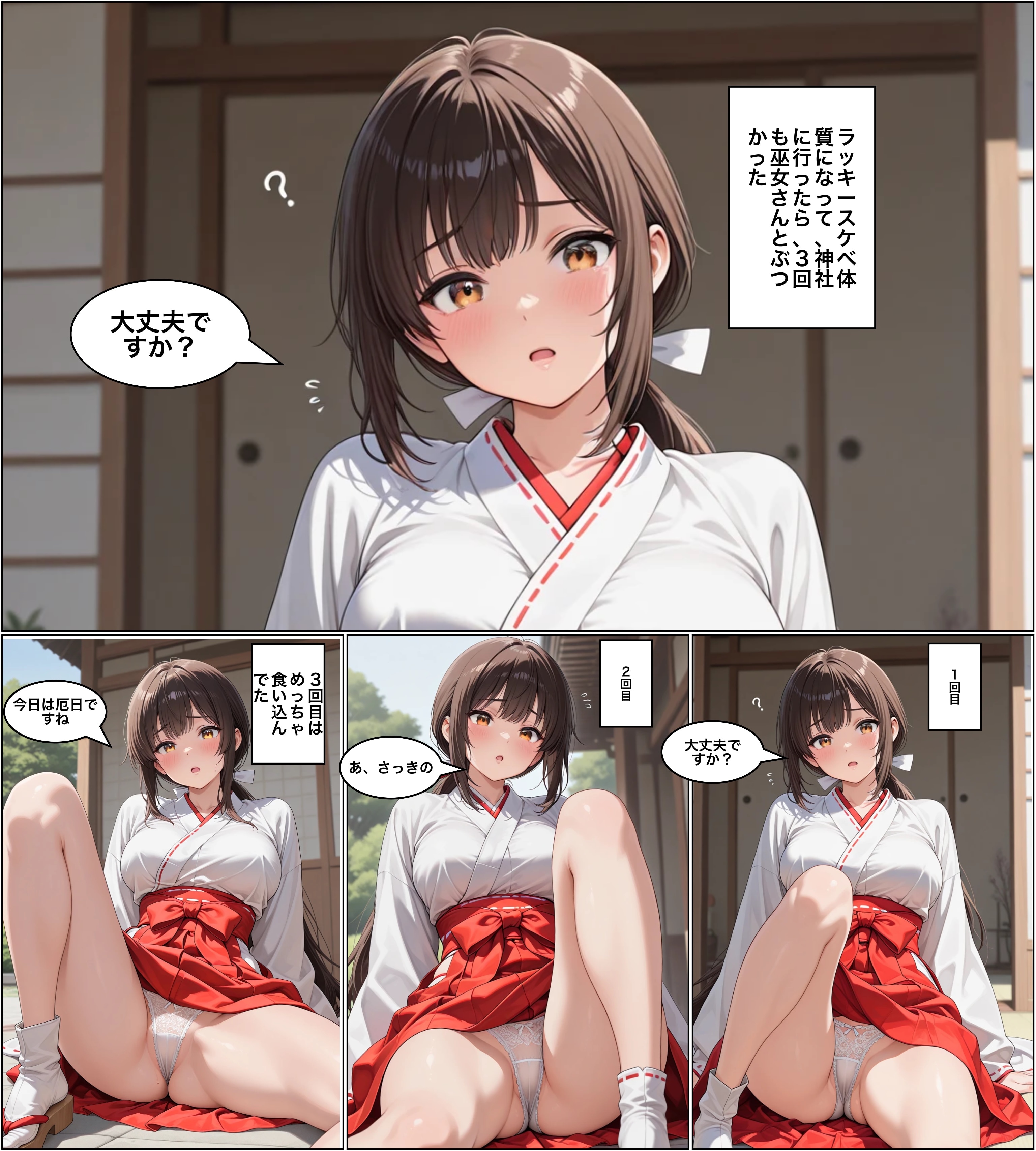 巫女パンチラ漫画