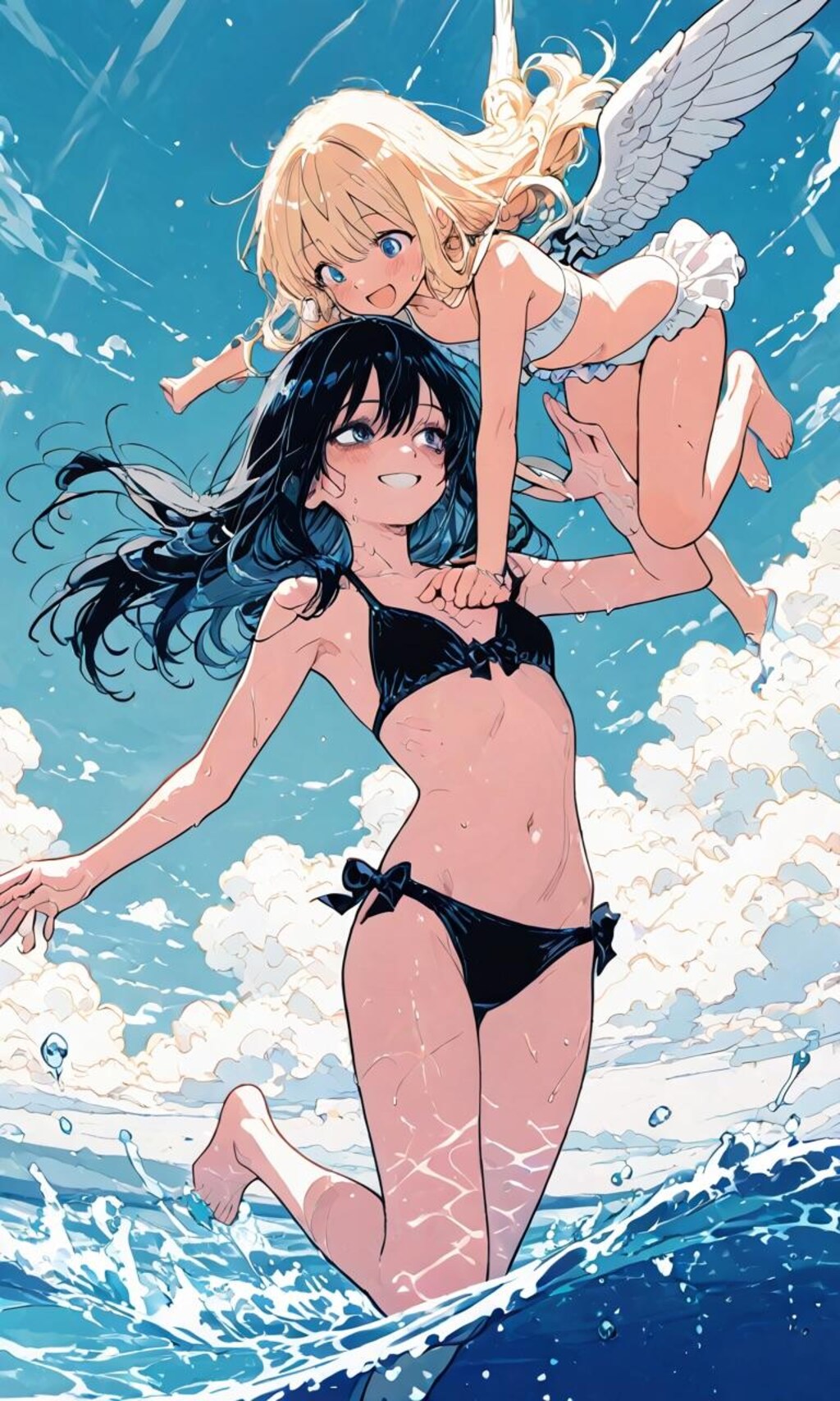 ミラとベルゼ、海で遊ぶ