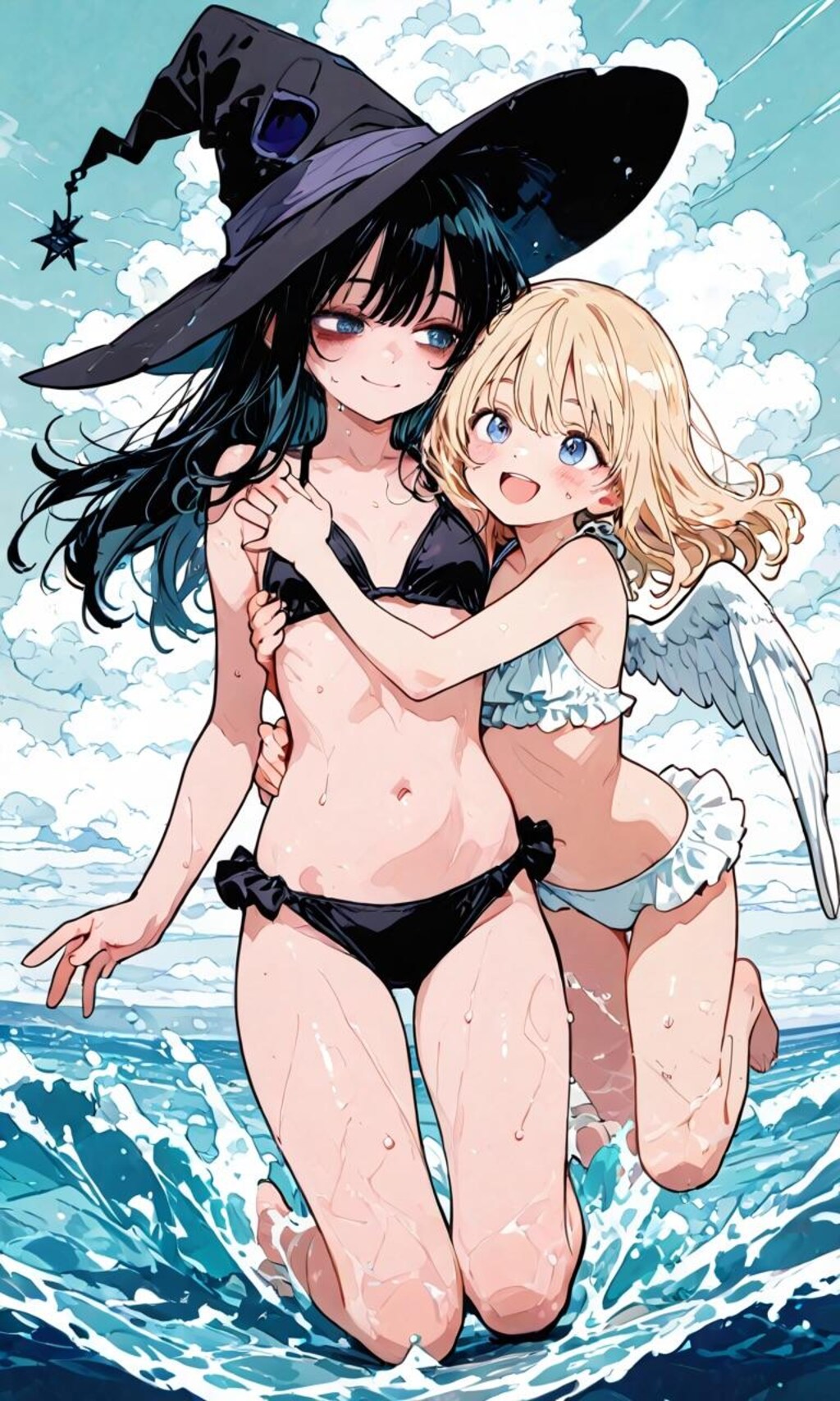 ミラとベルゼ、海で遊ぶ