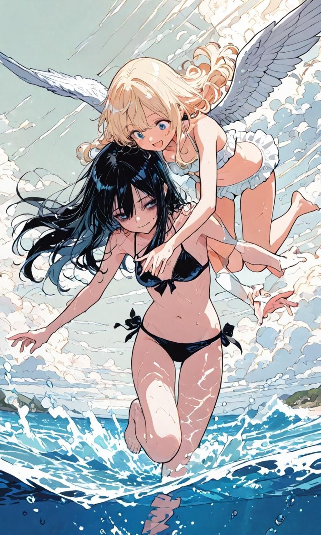 ミラとベルゼ、海で遊ぶ