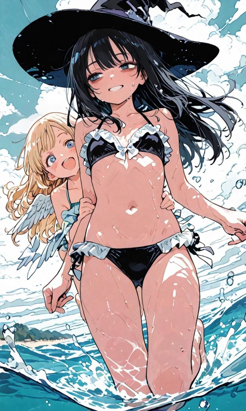 ミラとベルゼ、海で遊ぶ