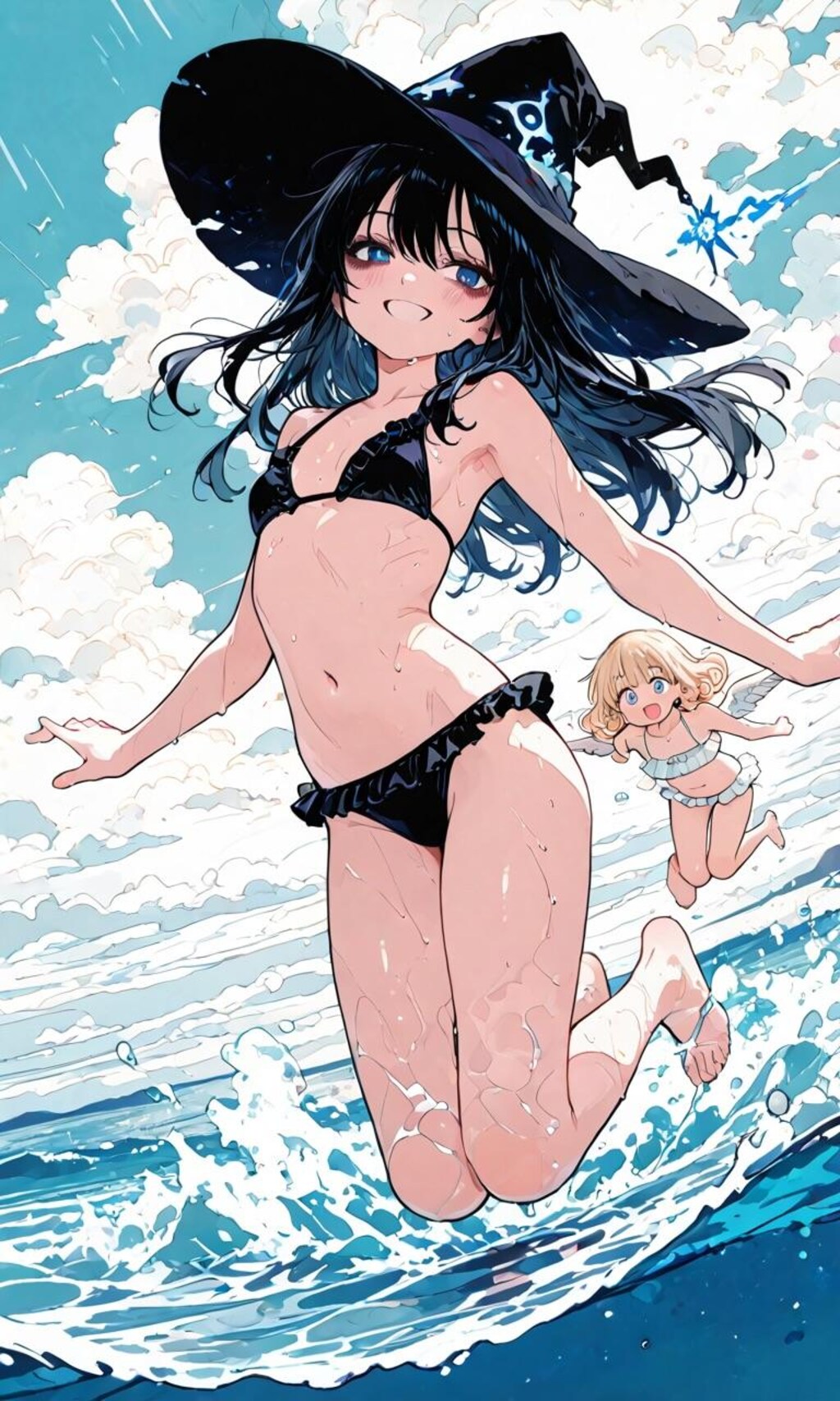 ミラとベルゼ、海で遊ぶ