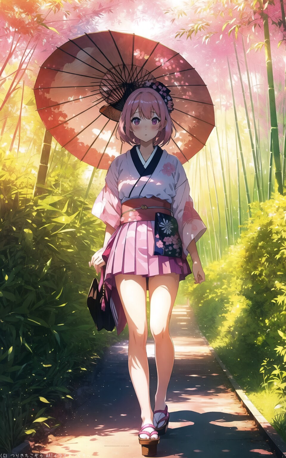 和傘と乙女
