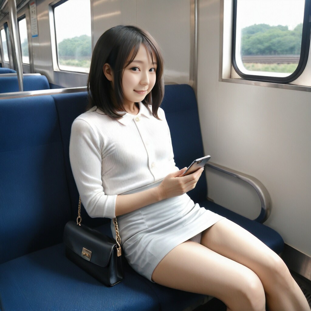 チラ見え電車パンチラ