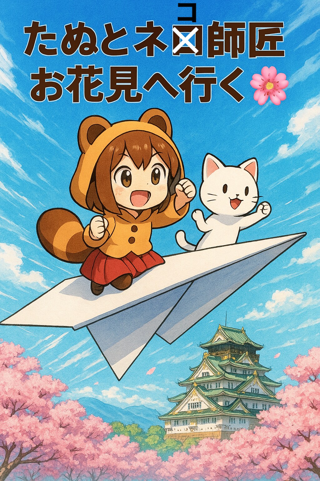 たぬとネコ師匠　お花見へ行く🌸