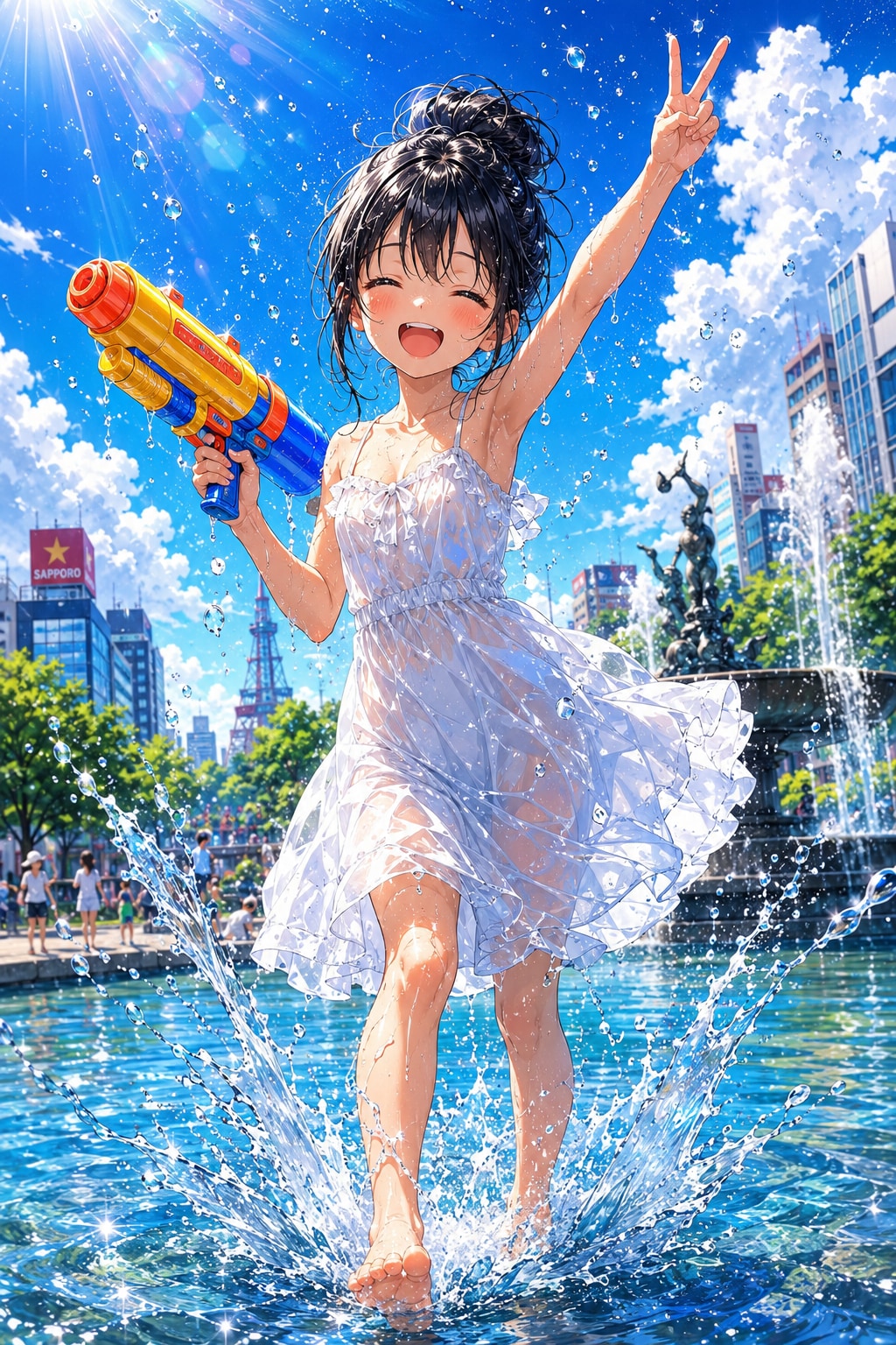 水遊び✌　（ChatGPT ＆ NanoBanana2変換）