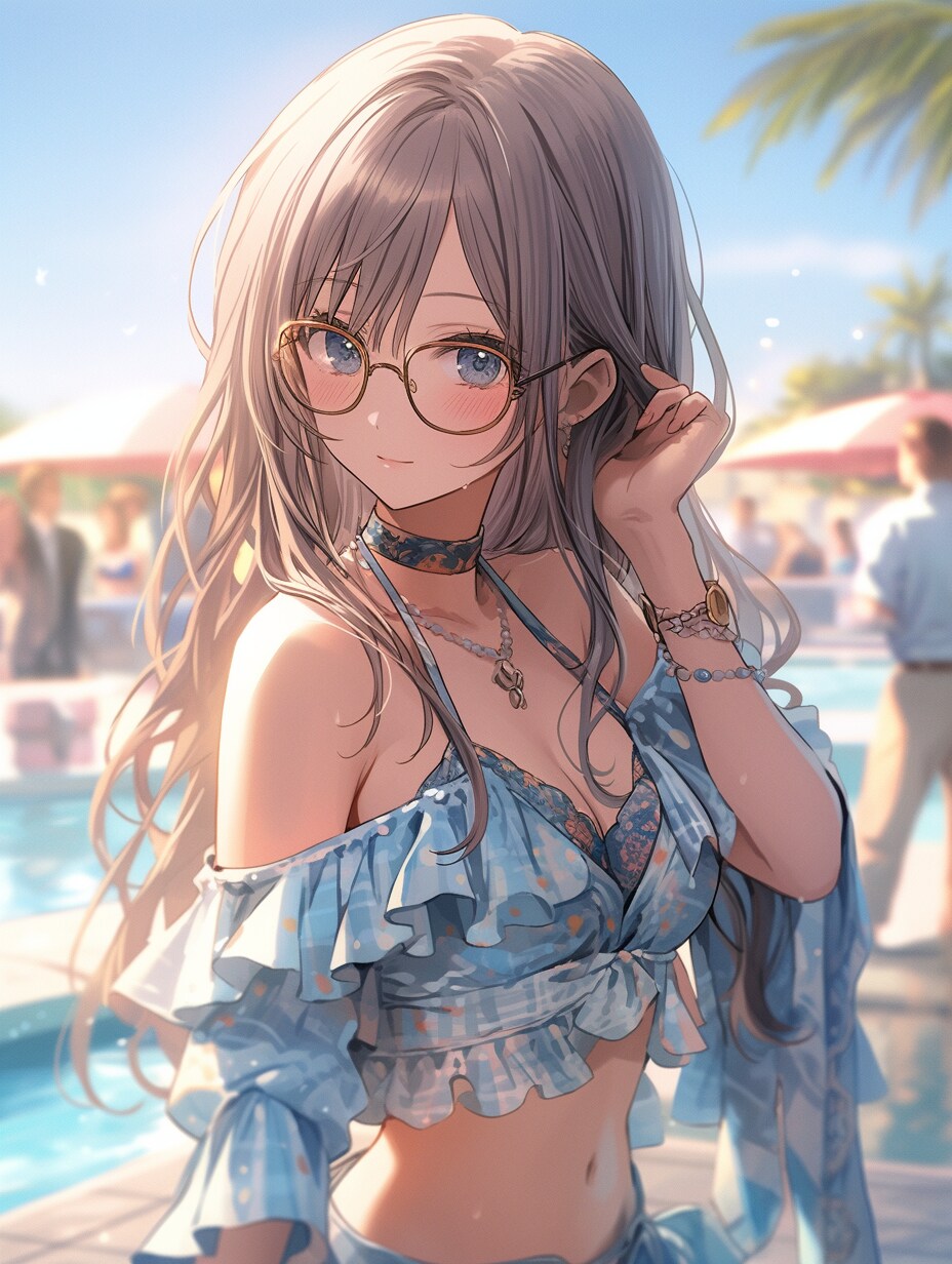 水着のメガネ女子