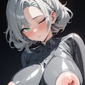 ラテックスボディースーツでポロリ 6枚目