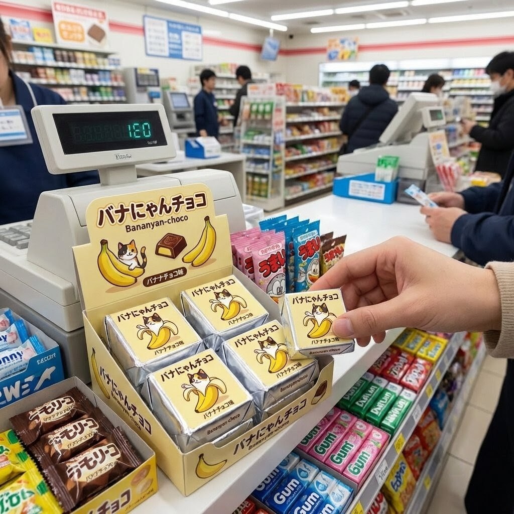 レジ横のバナにゃんチョコ