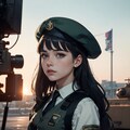ベレー帽.軍服.映画のような静止画 3枚目