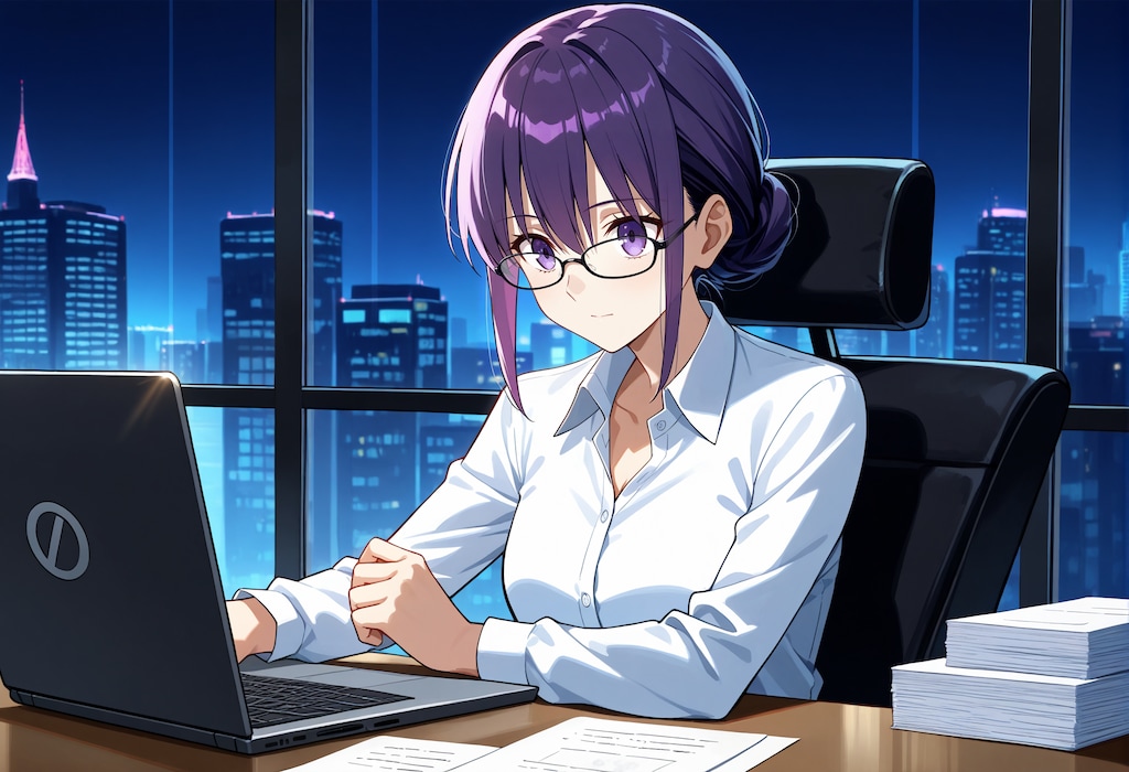 オフィスに舞う黒い女神