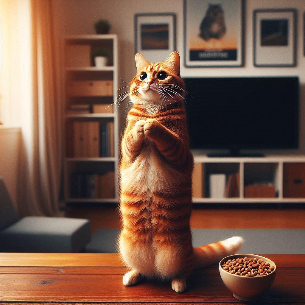 感謝する猫