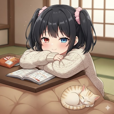 アケちゃんと こたつと猫