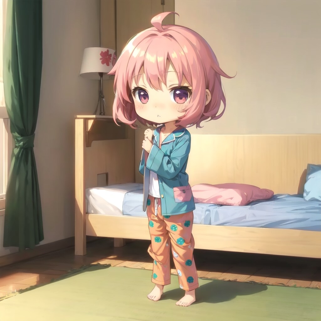 チビキャラで部屋の中で布団にくるまってお昼寝って言ったのに、何故か起きてるorz（崩れてるorz） | の人気AIイラスト・グラビア