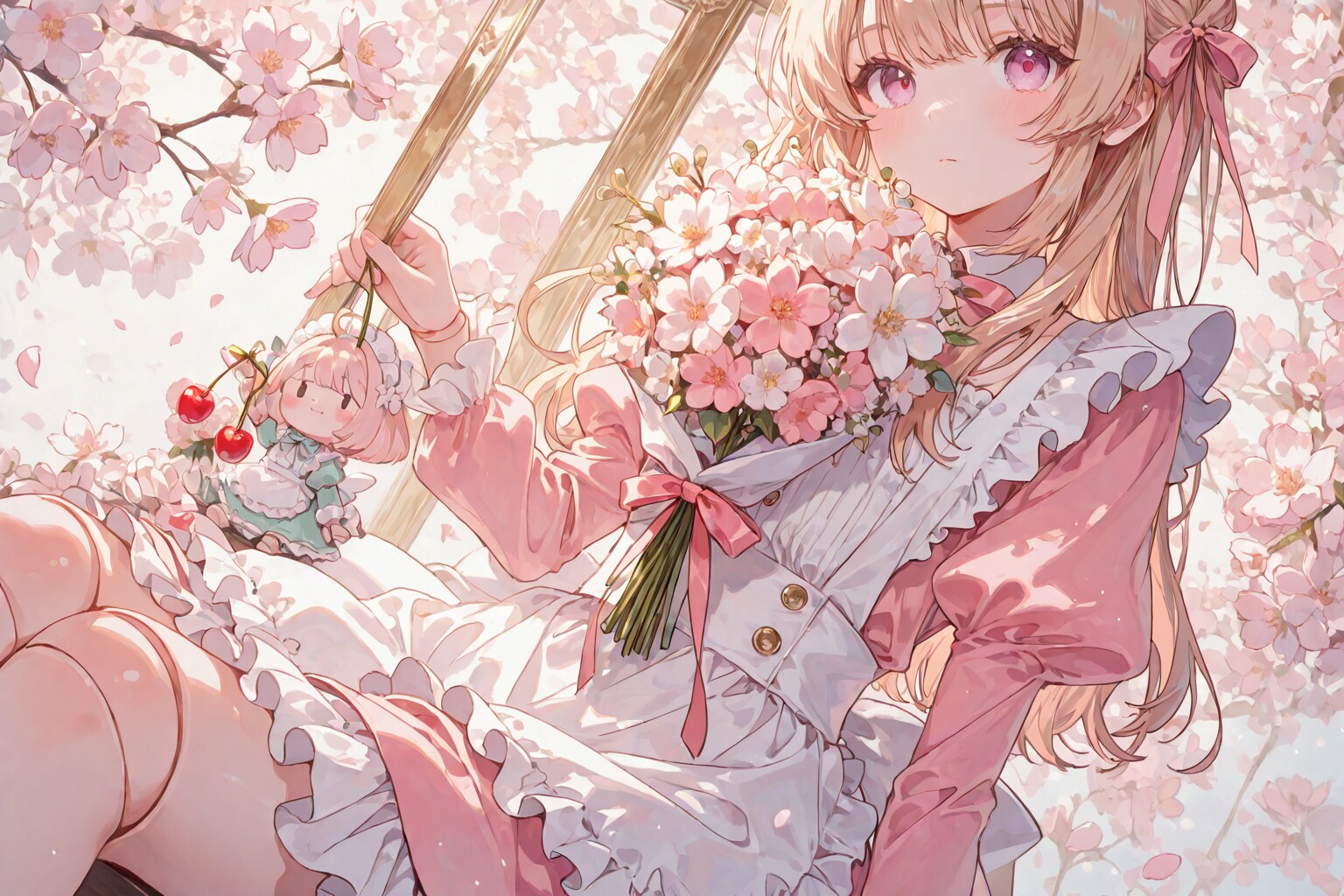 フレームと桜とメイドさん