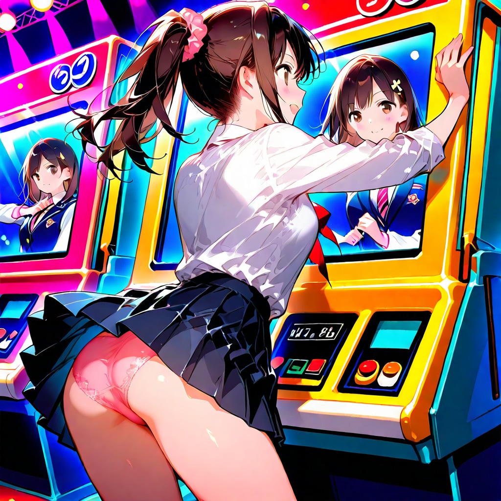 ゲーセンでパンチラ