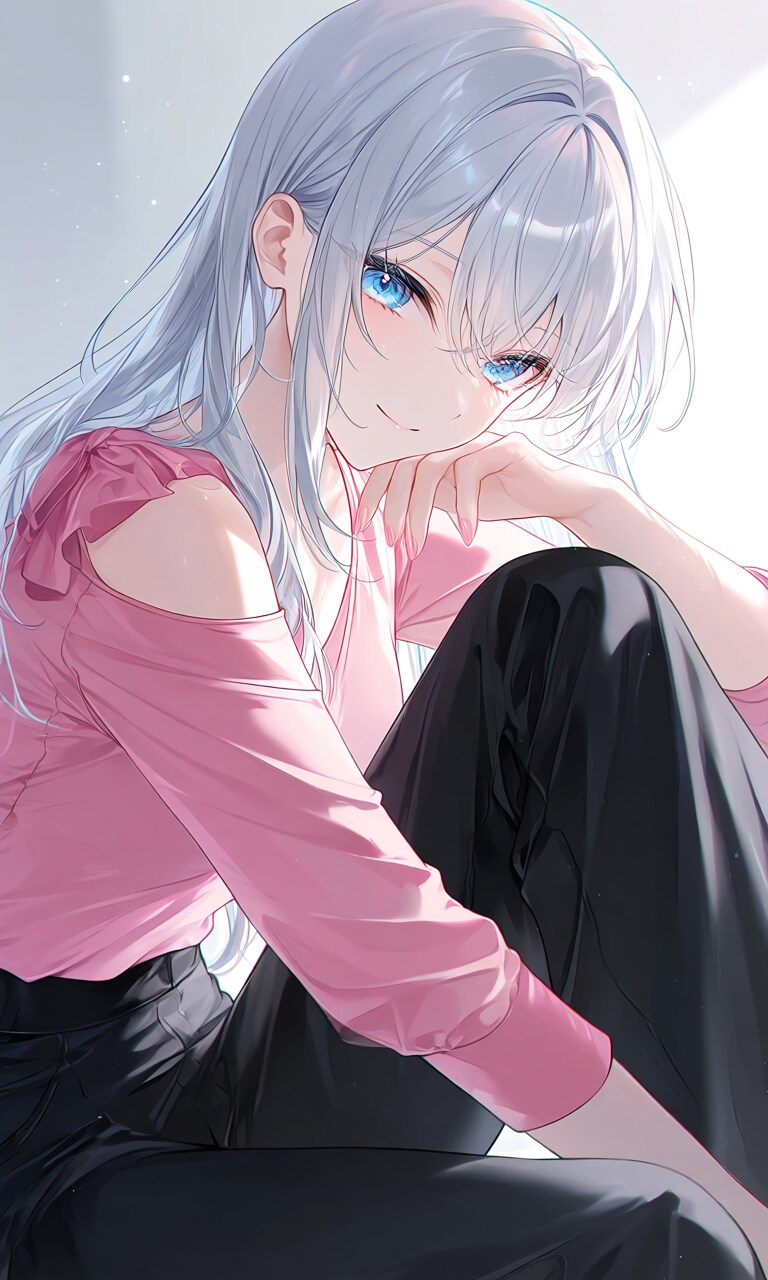 ピンクのワンショルダーを着た少女① | の人気AIイラスト・グラビア