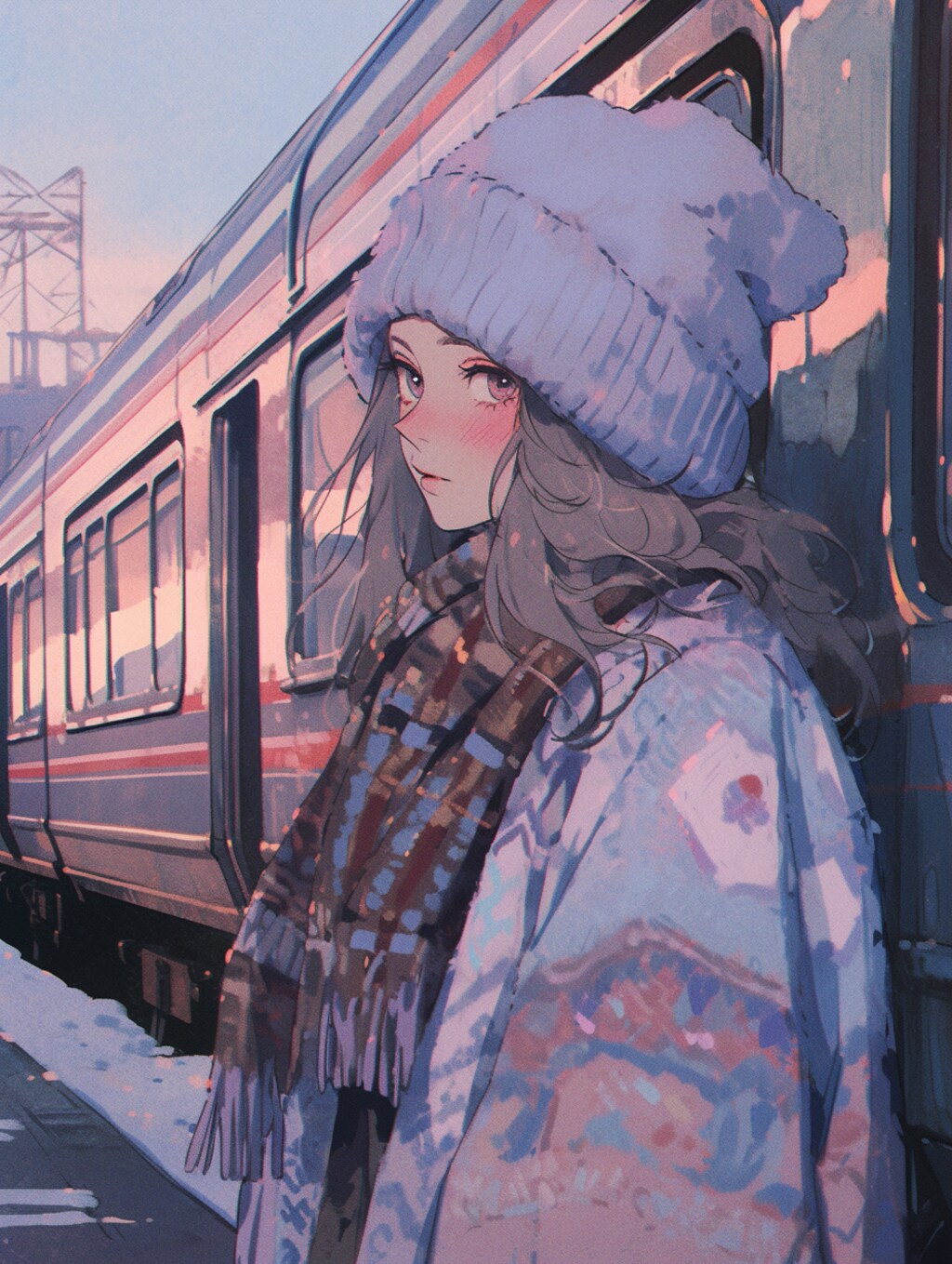 列車待つ雪中