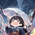 雨の日の黒髪ちゃん 2枚目