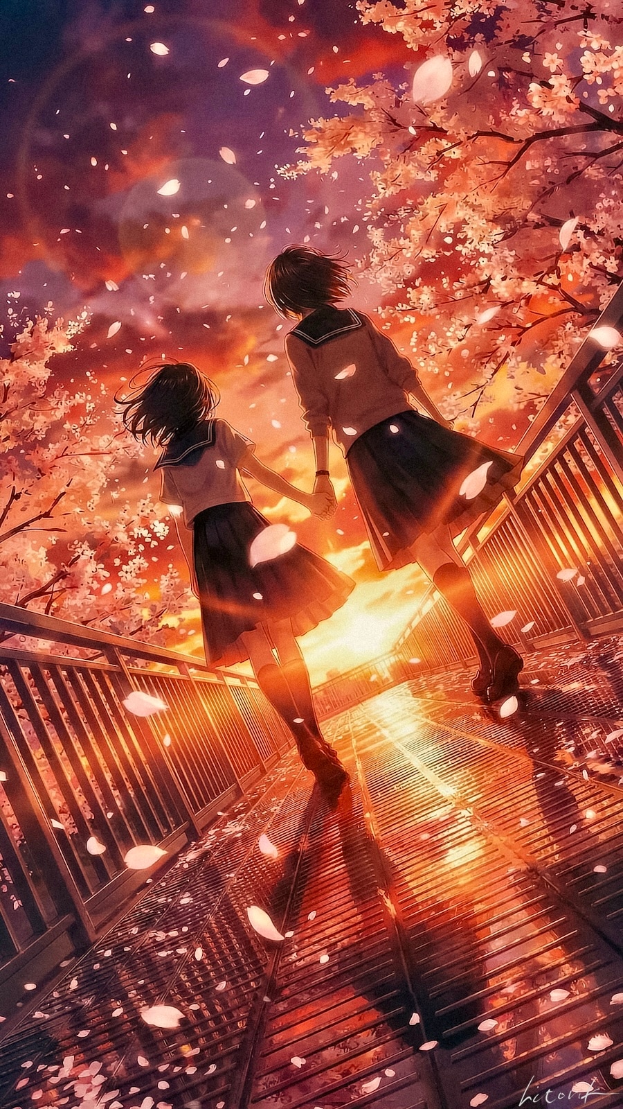 制服で歩く最後の帰り道／スマホ壁紙アーカイブ | の人気AIイラスト・グラビア