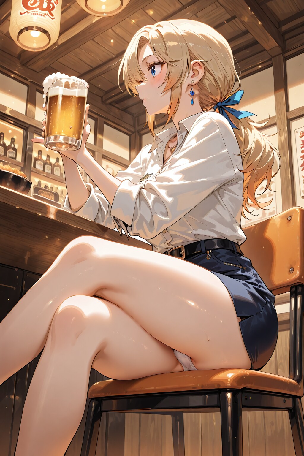 居酒屋の隣席パンチラ