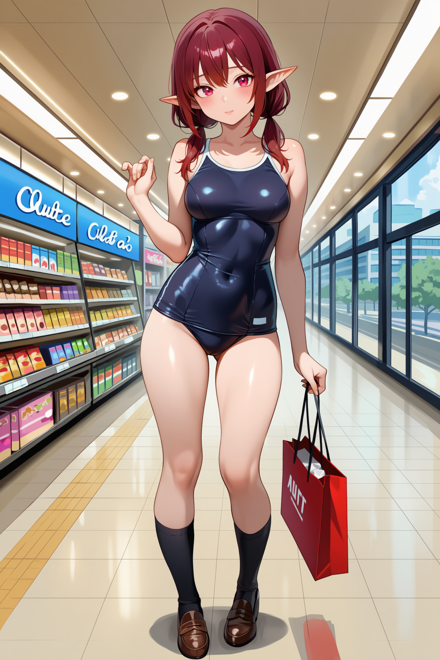 エルフinスク水モール