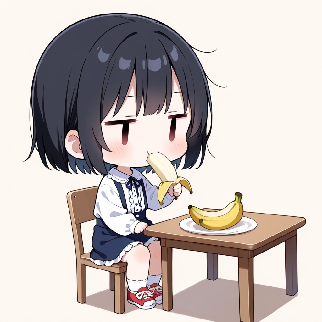 バナナを食べる