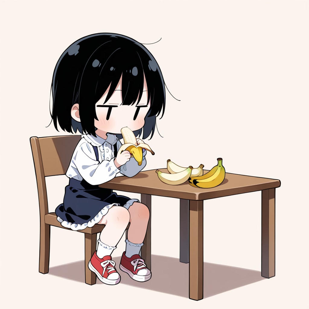 バナナを食べる