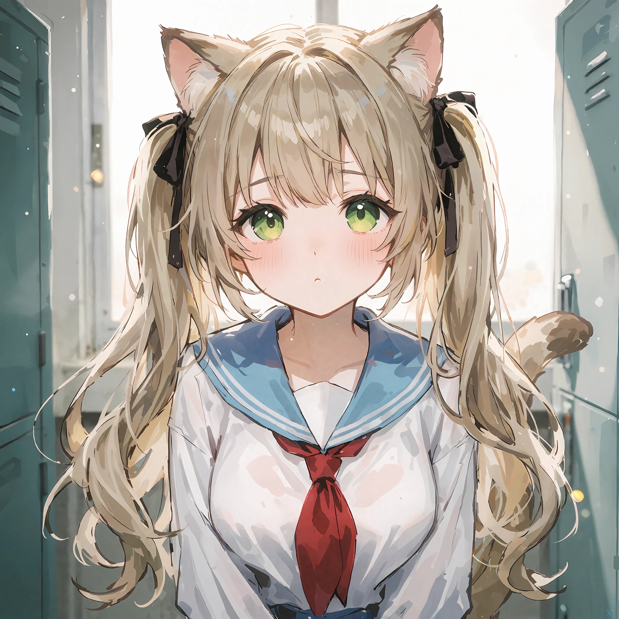 猫耳の女の子（Krea2でイラスト調のテスト）