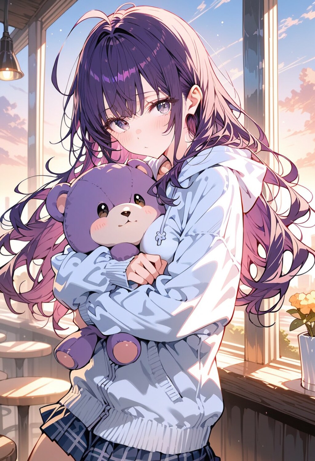 学生とぬいぐるみ