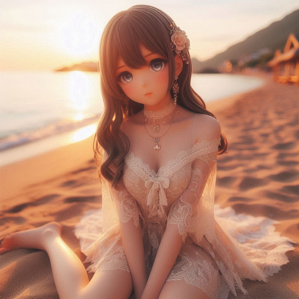 sunset beach(DALL-E)(3)