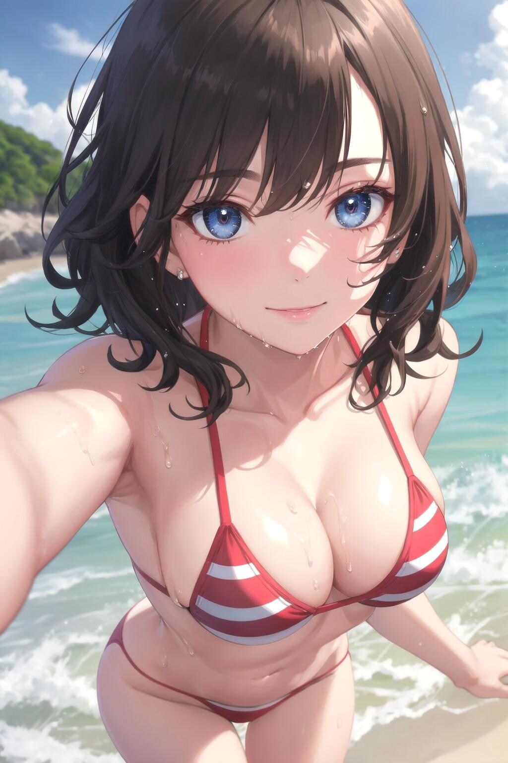 ストライプビキニのお姉さん