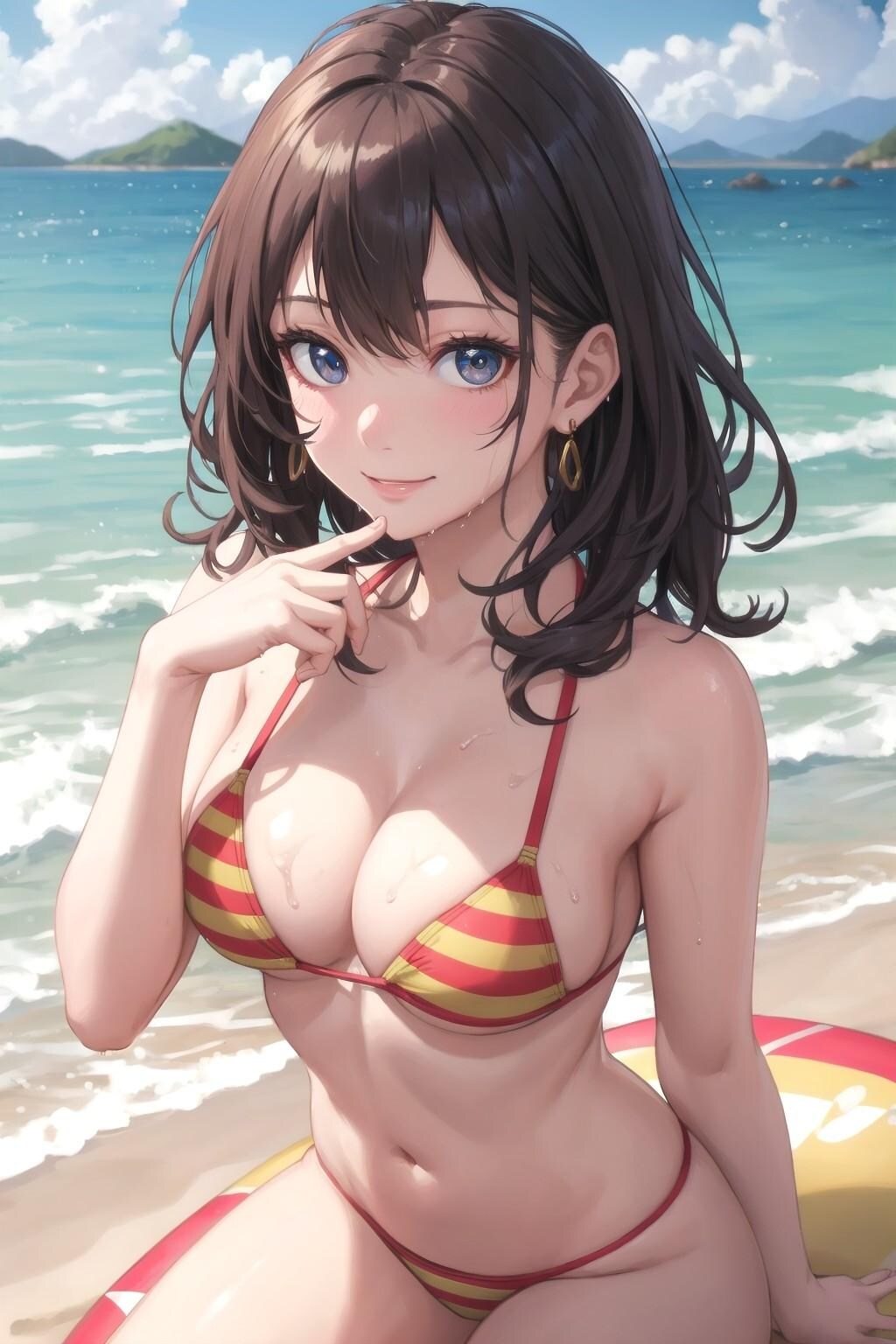 ストライプビキニのお姉さん