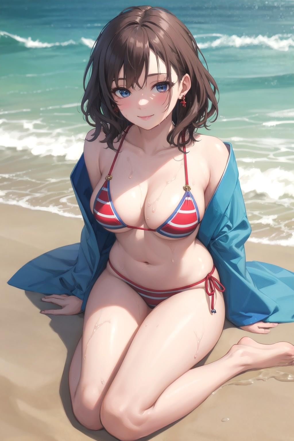 ストライプビキニのお姉さん