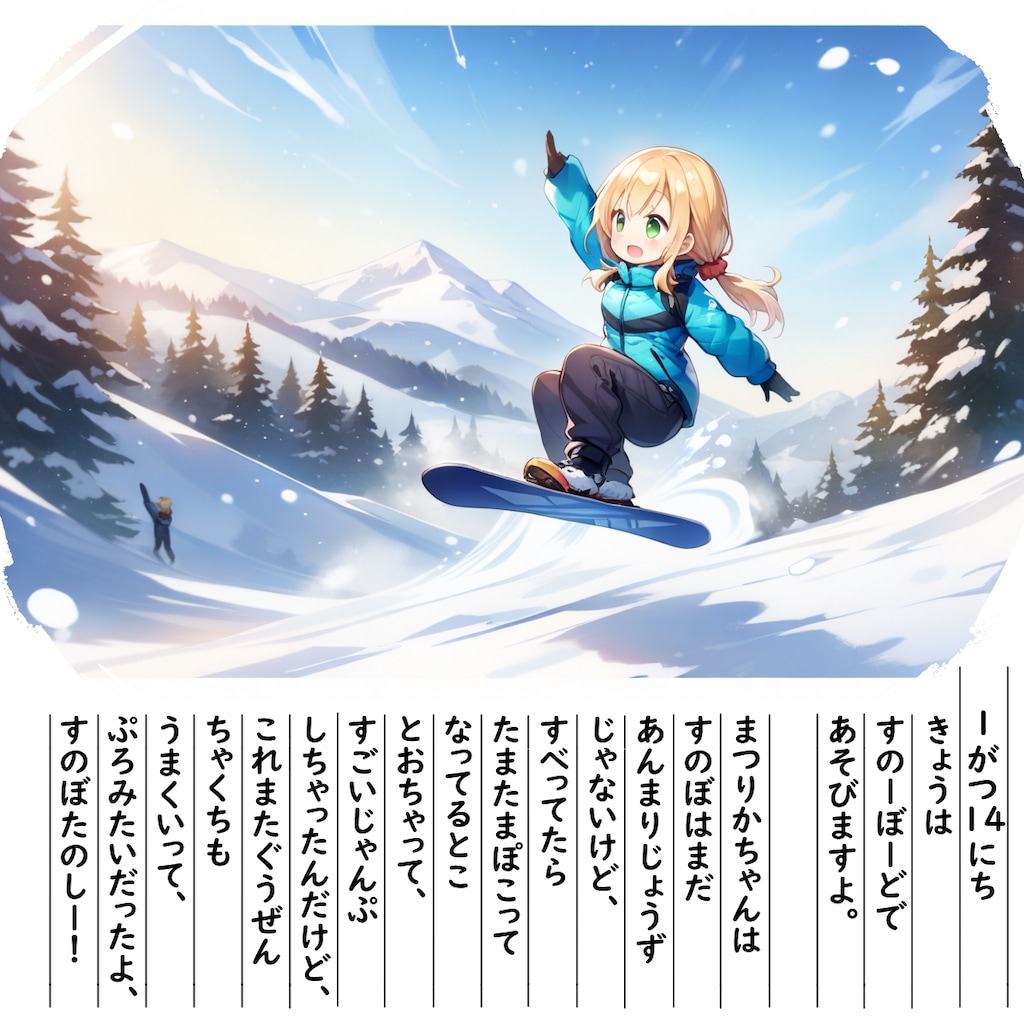 【絵日記】すのーぼーどにちゃれんじ