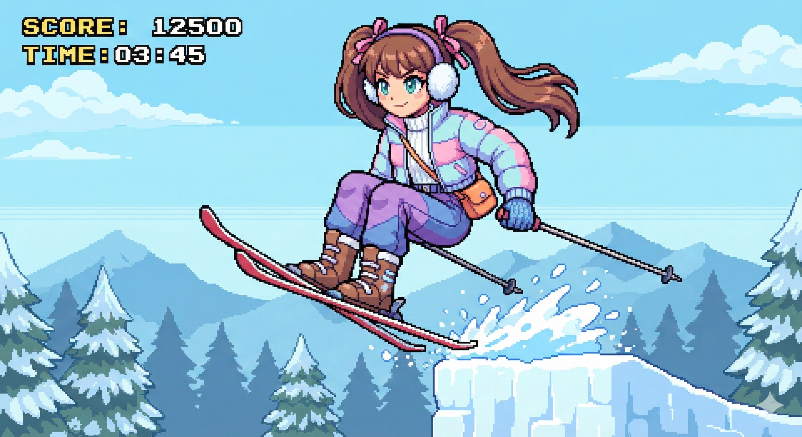 スキーのドット絵