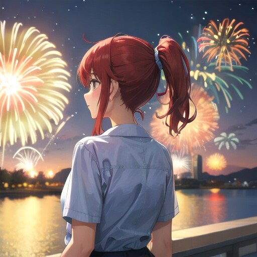 女子高生と花火 | の人気AIイラスト・グラビア