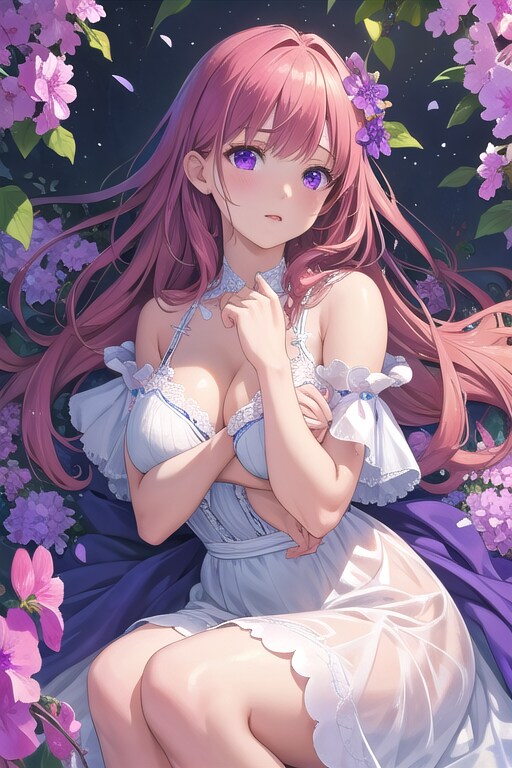 花に囲まれてる女の子