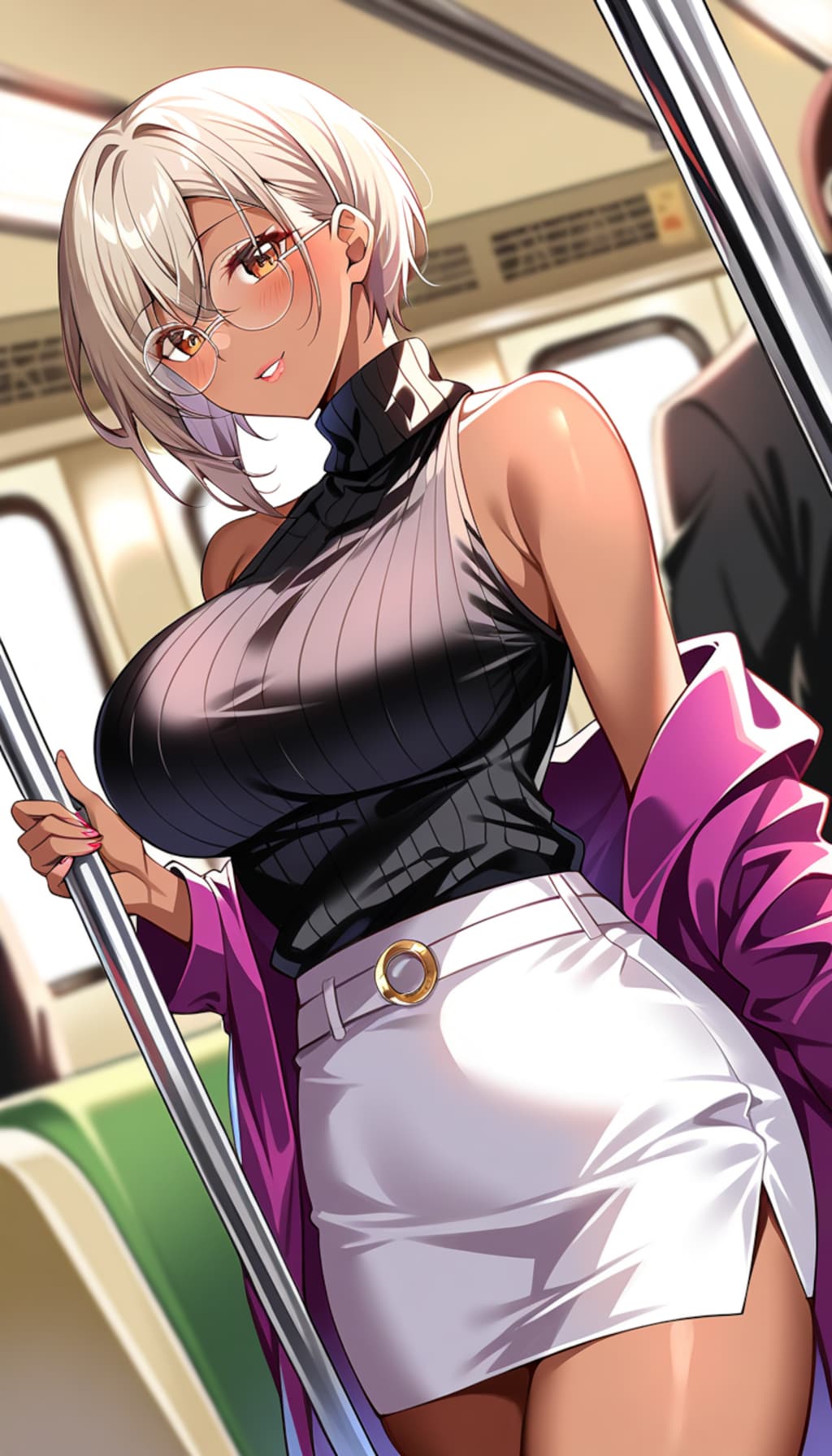 褐色ショートボブお姉さん