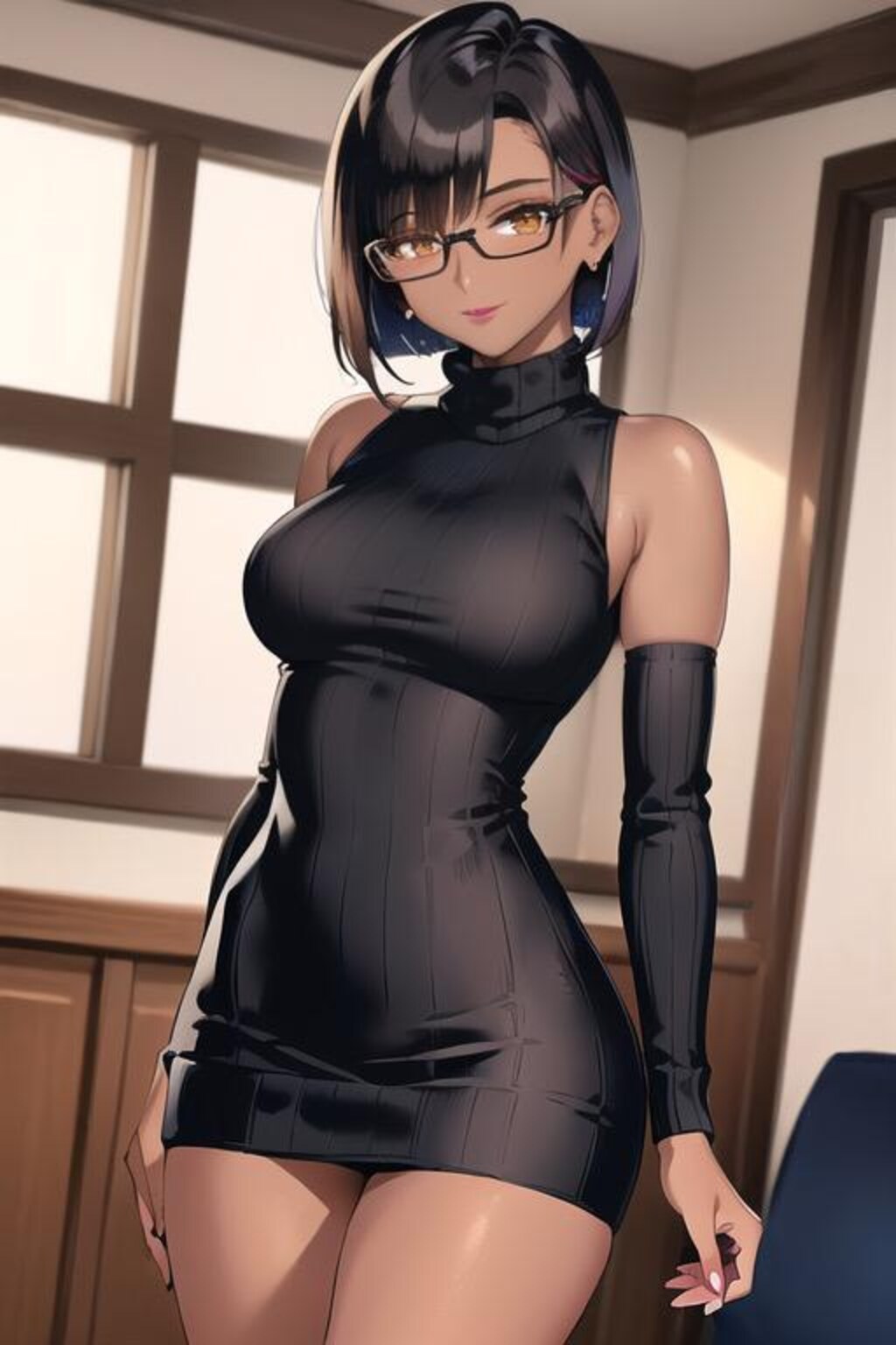 褐色ショートボブお姉さん