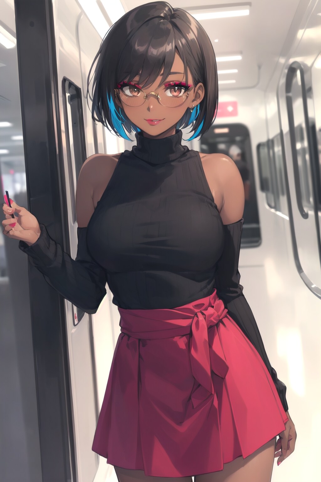 褐色ショートボブお姉さん